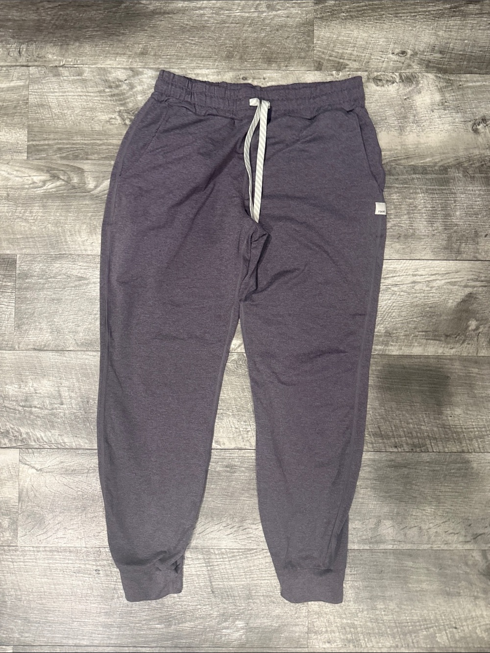 Vuori Heathered Purple Jogger Pants with White Drawstring